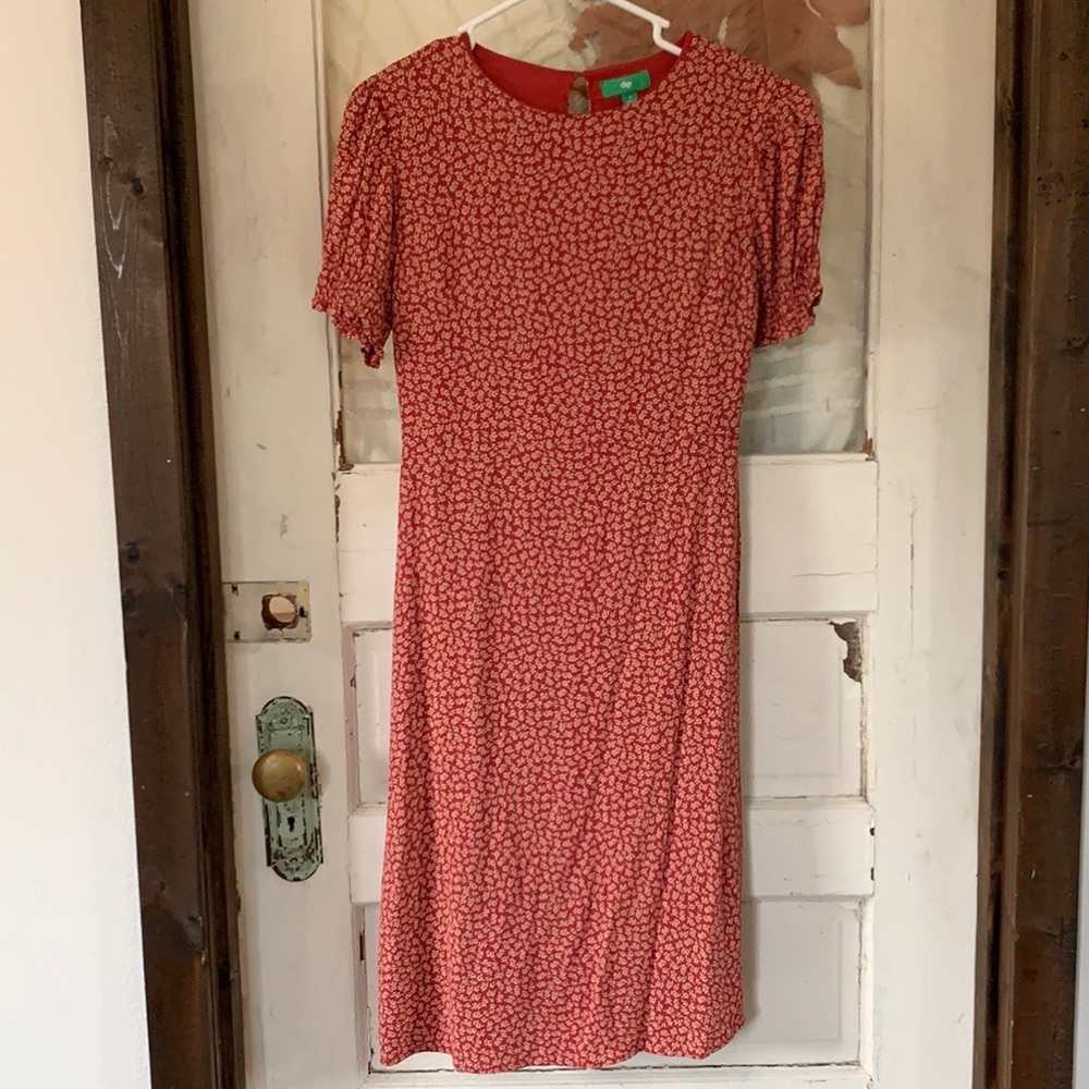Brick red dress with flowers size 4